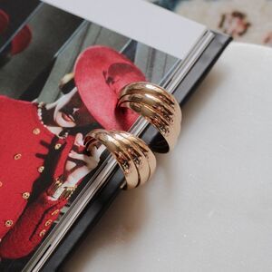 Gold Twisted Triple Hoop Earrings